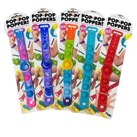 Pop Pop Poppers bubble fidget bracelet set of 5 - Picture 1 of 3
